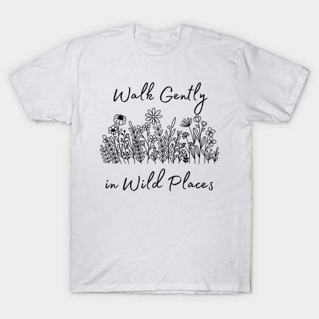 Lispe Walk Gently in Wild Places Black & White Wildflower T-Shirt by Lispe